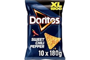 Doritos Sweet Chili Pepper - Tortilla Nachos mit süßem Chili-Geschmack - Herzhafter Snack zum Knabbern aus Mais (10 x 180g)