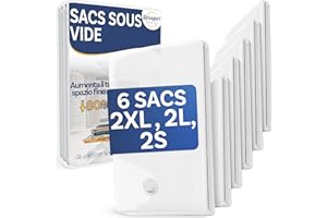 Stringari Sac Sous Vide Vetement Aspirateur 6 pièces 2XL 100x80 2L 80x60 2S 60x40 - Sac de Rangement Sous Vide De Qualité Supérieure Housse Aspirable Rangement Les Seules Avec Épaisseur 90 Microns