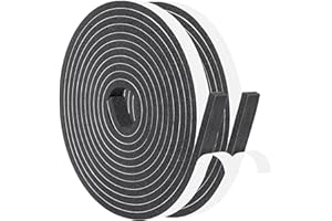 Yotache Foam Strips with Adhesive 2 Rolls Total 8m Long 12mm Wide X 6mm Thick, Neoprene Weather Stripping High Density Foam Tape for Doors and Windows Insulation, 2 X 4m Each