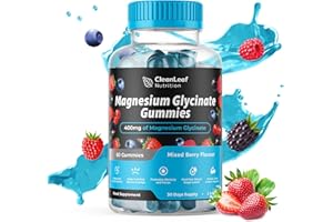 HILLTEN HEALTH Magnesium Glycinate Gummies - 400mg High Absorption Formula for Sleep, Stress Relief & Muscle Health - Mixed Berry Flavor, Non-GMO, 30-Day Supply for Adults