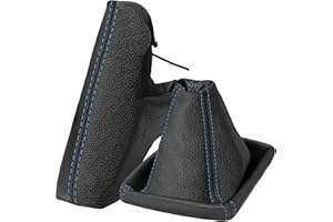 L & P CAR DESIGN Funda palanca de cambios y Freno de mano - compatible para Opel Astra H - negro azul - de cuero auténtico - de marchas - para transmisión manual - (A0018-4)