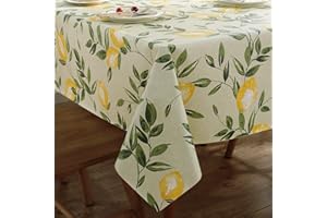 Arquiel Mantel RectáNgulo Amarillo LimóN, Mantel De Vinilo Resistente Al Agua, Mantel De PVC Antimanchas Lavable para Cocina Comedor Fiestas (140x180cm)
