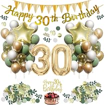 JeVenis Decorazione per Torta di Compleanno 18 Anni, Verde Salvia Topper per Torta con Segno di Buon Compleanno e Palline Dorate Bomboniere per Feste