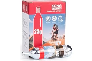 KONG MING CAR Cartouches de CO2 filetées, Cartouches de CO2 16g/25g avec Connexion filetée pour Tous Les gonfleurs de pneus de vélo CO2, Pompe à CO2 pour vélos de Route et de Montagne