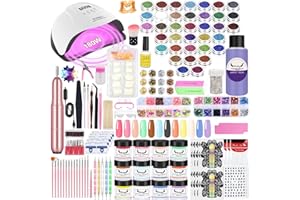Milai Kit Unghie Gel Completo-180 W Lampada UV,Kit Ricostruzione Unghie Gel Completo con Fresa per Unghie,12 Colori Gel,Kit Semipermanente Unghie,Liquido Acrilico,22pcs Pennelli