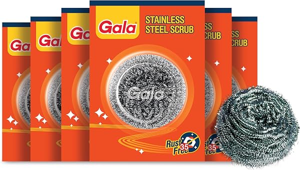 Gala Steel Scrubber Combo Set (Pack of 6), Stainless Steel Scrubber for…