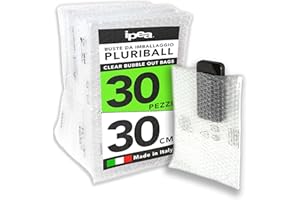 IPEA Enveloppes à Bulles pour Emballage et Expéditions - Sacs À Bulles Pochette – 30 Pièces – Made in Italy – 30 x 20 cm – Pluriball pour Protection et Remplissage – Résistant Déchirures Chocs
