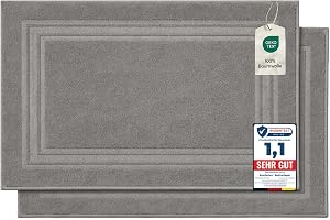 Komfortec Badrumsmatta set i 2 delar, frottéduschdraperi, tvättbar duschmatta och badmatta, 600 g/m² och 100% bomull, absorbe