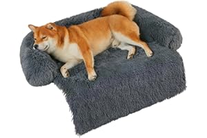 MCPTSN Panier Doux pour Chien Dehoussable et Lavable, Couverture de Protection pour Canapé, Tapis en Peluche ​pour Animaux, Idéal pour Lit, Niche, Voiture (M, Gris Foncé)