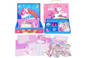 TCJJ 112Pcs Unicorn Stationery Set for Girls,Kids Stationery Set for Ages 5-12,Stationary Letter Writing Sets for Kids,Girls Unicorn Art Craft Toys,Christmas Gifts,Birthday Gifts