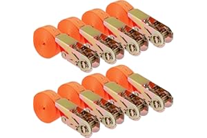 JOIKIT 8 Pack 25mm x 4m Ratchet Strap Sets, 800kg Capacity Heavy Duty Lashing Tie Down Straps Tensioning Belt Fastening Load Securing Straps with Adjustable Metal Buckle for Truck Luggage,