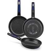 BRA Advanced | Set of 3 Frying Pans 7.9, 9.4, 11 Inch | Cast aluminum with non-stick, PFOA-free, reinforced superior performa