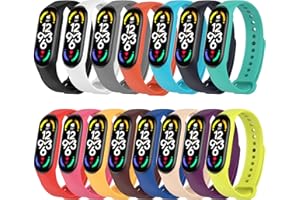 MIJOBS 15 Piezas Pulseras Compatibles con Xiaomi Band 5 Correas Xiaomi Band 7 / Xiaomi Band 6 Correa de Silicona Amazfit Band 5 Pulseras de Deportiva, Correa para Mi Band 7/6/5, Amazfit Band 5