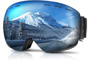 GONICVIN Magnetyczne gogle narciarskie, z powłoką zapobiegającą parowaniu, dla mężczyzn, kobiet, osób noszących okulary, ochrona przed promieniowaniem UV, niebieskie