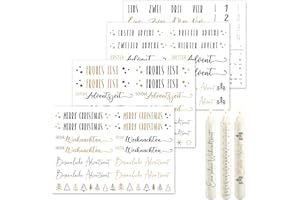 ‎OWLBOOK OWLBOOK® Kerzentattoos Weihnachten Kerzen Tattoo Folie Kerzensticker Kerzen Aufkleber Wasserschiebefolie Adventskerze Gold 4 x Din A5