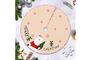 Hianjoo Okrągły koc pod choinkę, 90 cm, na Boże Narodzenie, Nowy Rok, imprezę, dekoracja (kolor khaki, Święty Mikołaj)