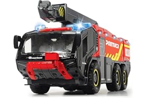 Dickie Toys RC samochód strażacki z 4-kanałowym pilotem zdalnego sterowania, Panther 6 x 6, Rosenbauer, zdalnie sterowana straż pożarna, samochód strażacki, wysuwane ramię, światło i dźwięk, funkcja rozprysku wody, rozmiar 56 cm, czerwony