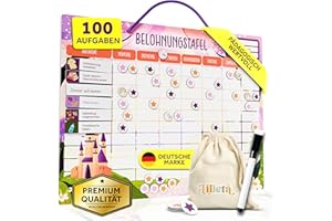 ‎LILLETA Lilleta ® Belohnungstafel für Kinder – 95 Aufgaben & 350 Magnete – Magnetisches Belohnungssystem für Verantwortung & Selbstständigkeit ab 4 Jahren - Aufgabenplaner, Wochenplaner (Prinzessinen)