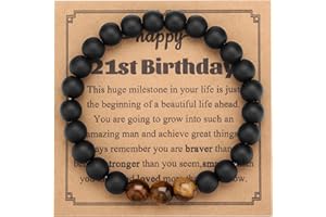 FENNELISA 21st 30th 40th 50th 60th 70th Birthday Gifts for Men,Tigers Eye Bracelet Birthday Presents for Him Grandad Dad Son Brother Grandson Friend Perfect Mens Birthday Gift Ideas