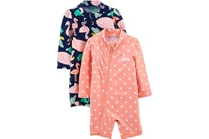 Simple Joys by Carter's Rashguard con Cerniera in 1 Pezzo Bimba, Pacco da 2