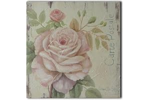 CVHOMEDECO. CVHOMEDECO, pittura a rilievo dipinta a mano con rose su cornice in legno, pittura ad olio per decorazione da parete, 30 x 30 cm
