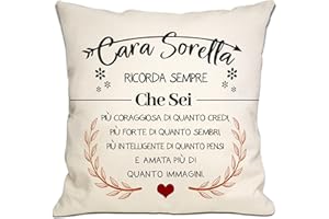 Bommex Cara Sorella Che Sei Più Coraggiosa di Quanto Credi Copricuscini per la sorella da sorella fratello ispiratore Regalo per la cara sorella Compleanno Regalo di Natale(Cara Sorella-1)