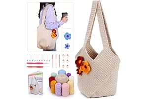 DEUDY Kit de Crochet pour Débutants, Kit de Crochet pour sac à Bandoulière, Kit Crochet Debutant Complet, Kit Complet De Tricot De Crochet pour Adultes Débutants Crochet (Blanc)