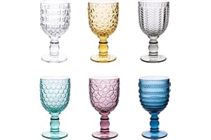 VDE Villa d'Este Home Tivoli 1996 Juego de 6 copas de cristal de 280 ml, superficie trabajada, Geometrías