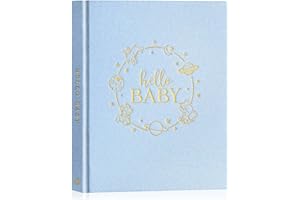 Lanpn Livre de Naissance Bébé, Album Cadeau Naissance Bébé Fille Garçon, 154 Pages Hello Baby Memory Book, Livre Photo Souvenirs Bebe pour Coller des Photos Écrire Cadeau Nouveaux-nés, Bleu, Anglais