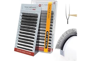 NAGARAKU 2D UU Ciglia Finte Doppia Punta Parallele Forma UU Leggere Fini Naturali Soffici Flessibili Compatte Ogni Ciglia È Visibile Volume Russo Pre-Fans Eyelash Cluster Nero Opaco (0,07 C 8-15mm)