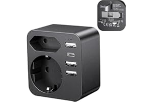 SoulBay Adattatore Presa Inglese, 6 in 1 Adattatore Universale da Viaggio Irlanda Inghilterra con 3 USB e 1 USB-C, Adattatore Presa di Corrente per l'Irlanda UK Bretagna Qatar Gambia((Tipo G)