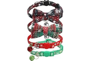 Bigqin Confezione da 4 Collari per Gatti con Campanelli, Collari per Gatti Regolabili, Collare per Gatti Anti Soffocamento, Collare natalizio per gatti, 4 Colori