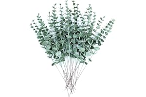 GENTRE 24Pcs Ramas Hojas de Eucalipto Artificial Tallos Eucalipto Artificiales Planta Natural para Arreglo Floral, Decoración de Hogar, Bodas, Mesa, Fiesta, Oficina