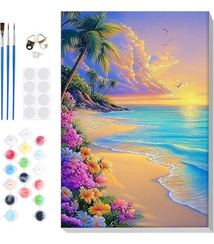 Kit Peinture Par Numéros Fleurs – Toile 40x50 Cm, Pinceaux Et Peinture Acrylique Inclus – Cadeau Créatif Pour Adultes Et Enfants