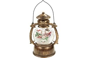 ELLUG nostalgische Schneekugel Laterne 100mm, Licht & Glitzerantrieb, Schneemänner H.: 20cm (9200050)