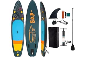EASY BIG Aufblasbares Stand-up-Paddle-Board-Set, breites Design, 400 Pfund (180 kg) Gewichtslimit, mit Paddel, Pumpe, Rucksack, Finnen