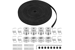 JESUSTREE 5m GT2 Cinghia Dentata 6mm Larghezza + 4Pcs 5mm Puleggia Dentata in Alluminio a 20 Denti + 4Pcs Idler + 4Pcs Tenditore Molla Torsione + 2Pcs Morsetto Mount Block per Stampante 3D