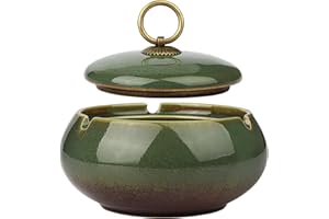 PURETÉAVHOM Aschenbecher für Draussen Windaschenbecher keramik mit Deckel Sturmaschenbecher Outdoor Groß Zigarrenaschenbecher für Raucher Desktop Aschenbecher für die Inneneinrichtung(Farbverlauf Grün)