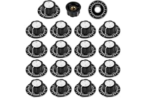 Jubaopen 18Pcs Botón de Potenciómetro Perillas de Control de Potenciómetro Guitarra Eléctrica Perillas de Tono Perilla de Potenciómetro Control de Volumen con 18pcs 0-100 Hoja de Escala WTH118 WX010