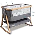 Tutti Bambini CoZee® Air Extra Breathable Next To Me Crib & Standalone Baby Cot - Baby Rocker with Deluxe Airflow Mattress, Easy Fold Baby Bed, Travel Cot with Mattress (0-6 Months) - Oak/Charcoal
