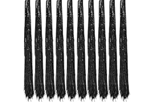 Oblique Unique® 10x Lametta Glänzend 100cm für Weihnachtsbaum Baumschmuck Weihnachtsdeko Weihnachten Party Feier Deko Silber Gold Weiß Schwarz Pink Lila Blau Grün - Farbe Wählbar (Schwarz)