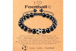 LAXPICOL Football Bracelet Gifts For Boys, Football Gifts for Teenage Boy, Adjustable Tiger Eye Beaded Bracelets For Men, Football Jewllery Birthday Gift For Son Grandson Nephew Brother