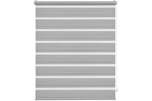 GARDINIA Deco Company Estor enrollable Duo, Estor doble, Instalación en la ventana sin taladrar, Todas las piezas de montaje incluidas, Poliéster, Gris claro, 90 x 150 cm