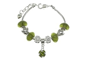 JEWELLERY HUT Birthstone Birthday Charm Bracelet with Gift Box Women's Jewellery - All 12 Months Available