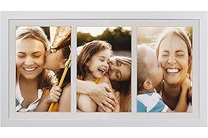 BD ART Kolaż ramka na zdjęcia 18 x 35 na trzy zdjęcia z passe-partout 10 x 15 cm, biała płyta MDF, nowoczesna ramka na zdjęcia do zawieszenia na ścianie lub umieszczenia na szafce