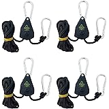 Tech-Garden Pack of 4 - Grow Light Hangers Tent Room Rope Ratchet Hydroponic Lighting Fan Carbon Filter Strap Clip LED Lights