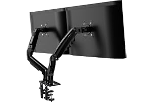 Invision Skrivbordsfäste för Dubbel Skärm 13-32 Tum - Ergonomisk Gasfjäderarm, Full Rörelse, Lutning, Svängning och Rotation