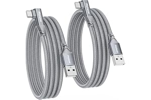 PLOIWUE USB C Kabel, 90 Grad（2 Stück 1m+2m), Typ-C-Ladekabel, Schnellladekabel, kompatibel mit Samsung Galaxy S21, S20, S10, S9, S8 Plus, Note 20, 10, Huawei P10, Sony Xperia, LG, Switch, Google Pixel（ grau）