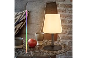 UUFFOO Lampada da Tavolo Senza Fili, Bianca Calda 8 Colori Dimmerabile 2 Modi di Illuminazione Lampada da Comodino, USB Ricaricabile Impermeabile per Giardino Ristoranti Camera Campeggio (Base:Nera)