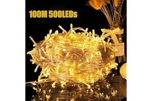 Avoalre Luces Navidad 100M 500LED, Guirnalda Luces con 8 Modos Función de Memoria Impermeable IP44 Luz Decoración para Exterior Interior Arbol Navidad Fiesta Jardín, Blanco Cálido